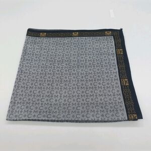 MCM Gray Logo Monogram Handkerchief Jacquard Chain Silk- Cotton Blend Scarf
